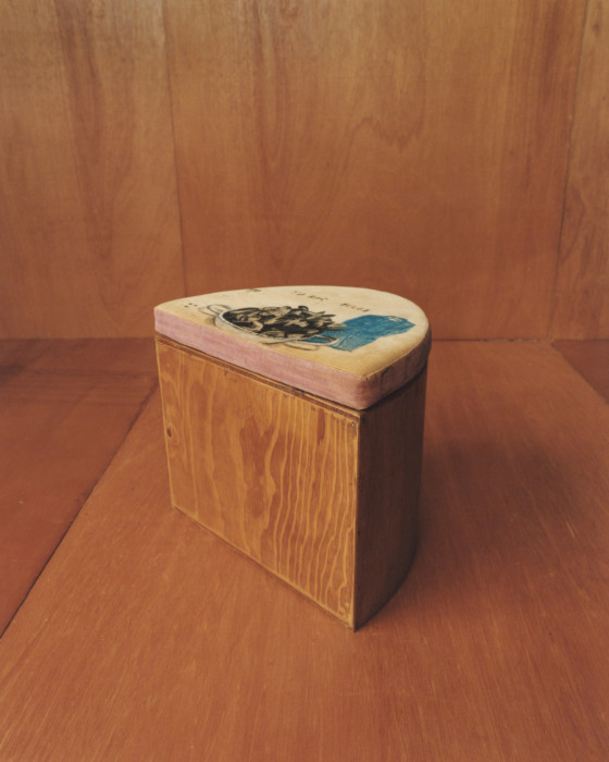 COFFEE-STAINED DOUGLAS FIR HALF-MOON STOOL W/ BODE SENIOR CORD II, 2019