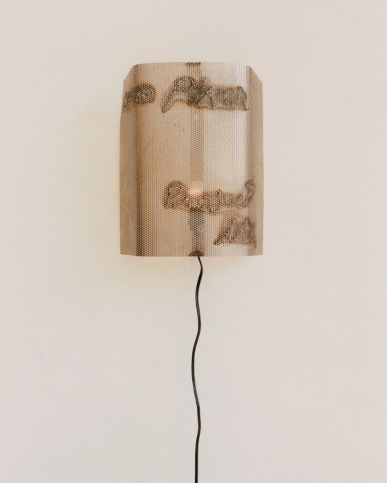 PERFORATED STEEL SCONCE W/ MIG WELDED DRAWING I, 2019