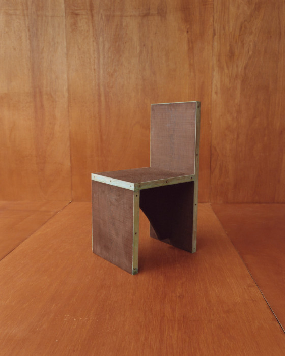 PATINATED BRASS & WENGE CHAIR, 2019